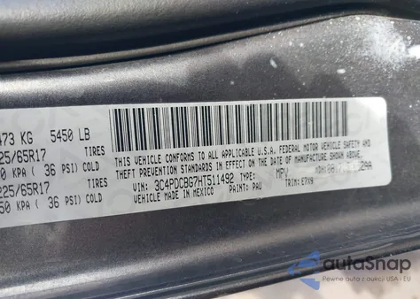 2017 Dodge Journey Sxt из США, поврежденный, VIN 3C4PDCBG7HT511492